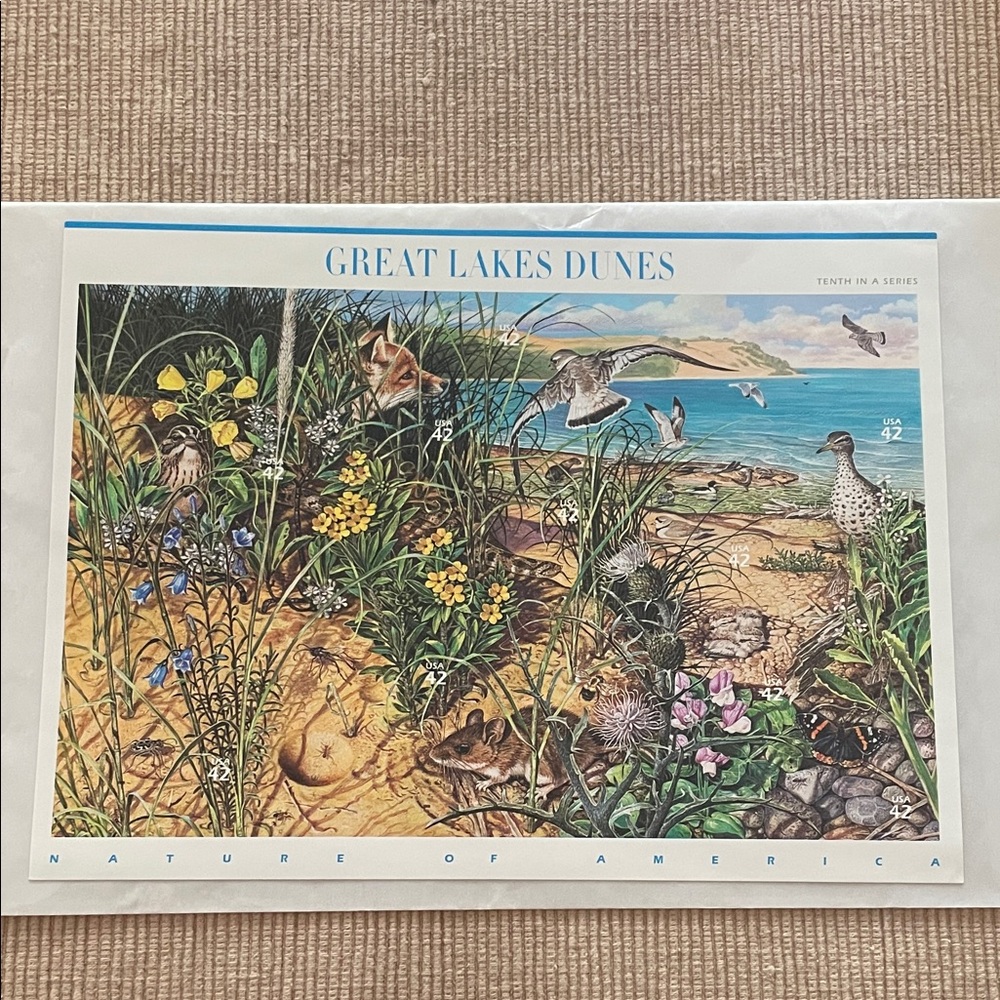 Great Lakes Dunes Nature of America Stamps Poster uncirculated unhinged